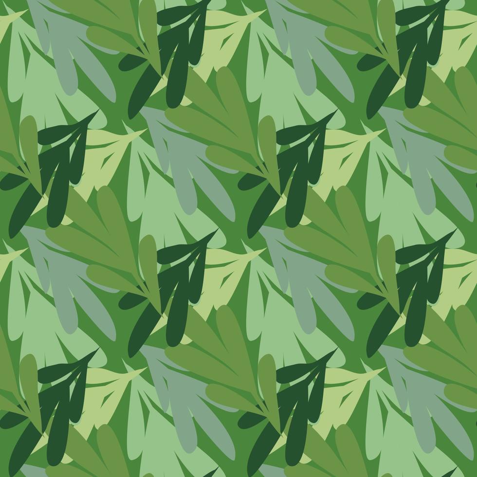abstrakt grönt blad seamless mönster. enkla tropiska löv bladverk tapeter. vektor