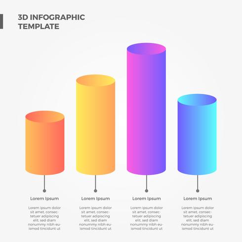 platt 3d cirkel bar rör infographic vektorelement vektor