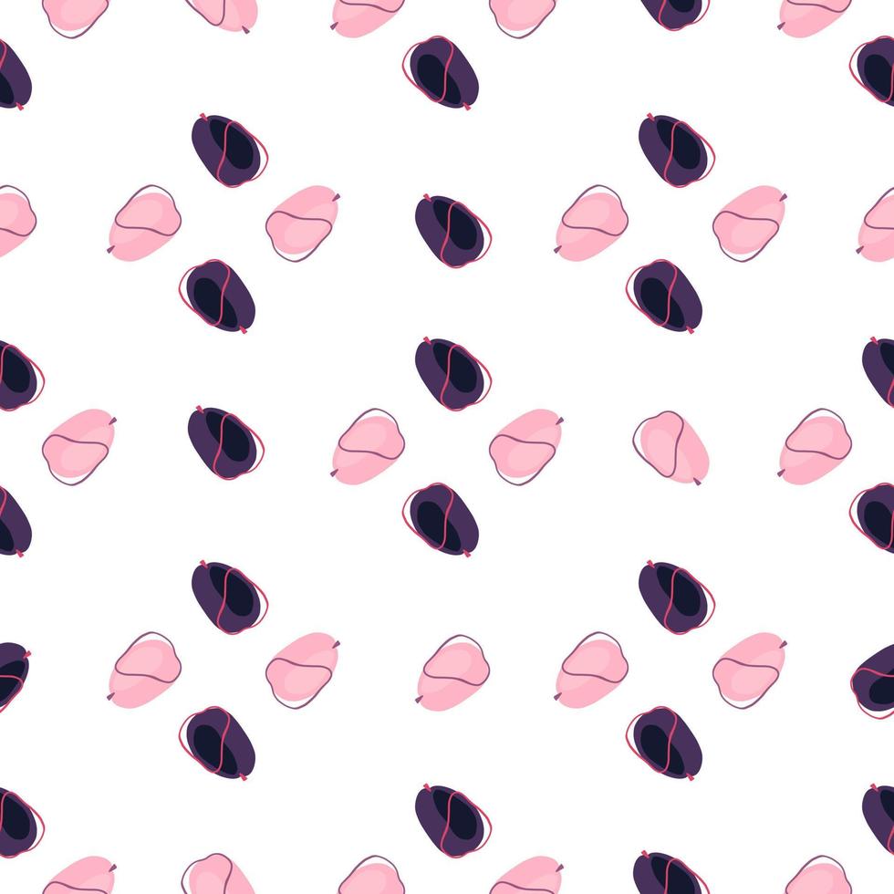lila och rosa enkla doodle plommon former sömlösa mönster. isolerad frukt prydnad. ekologisk mat i bakgrunden. vektor