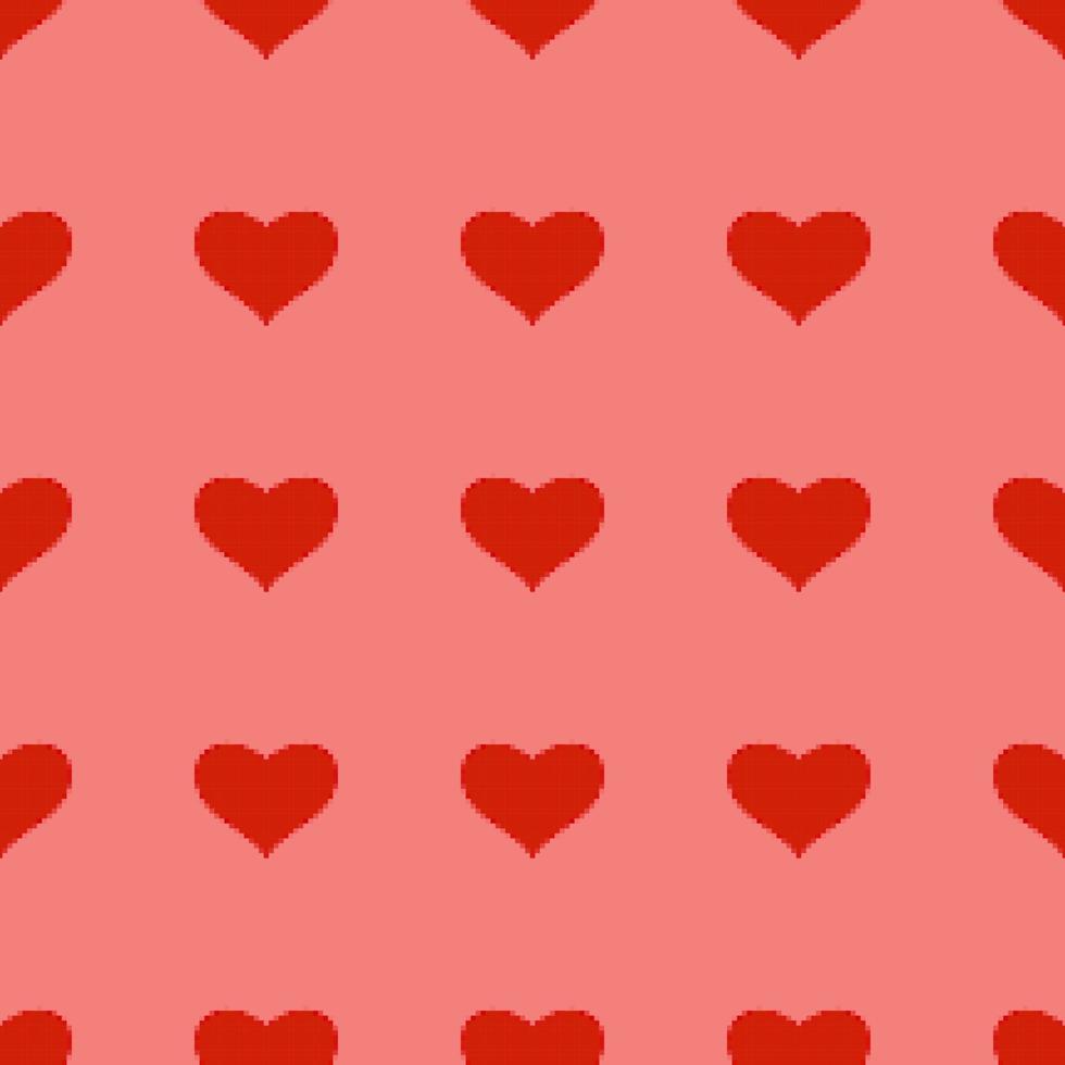 rotes Herz nahtloses Muster im Pixel-Art-Stil. rosa Hintergrund. 8-Bit-Hintergrundbild. valentinstag hintergrund. vektor