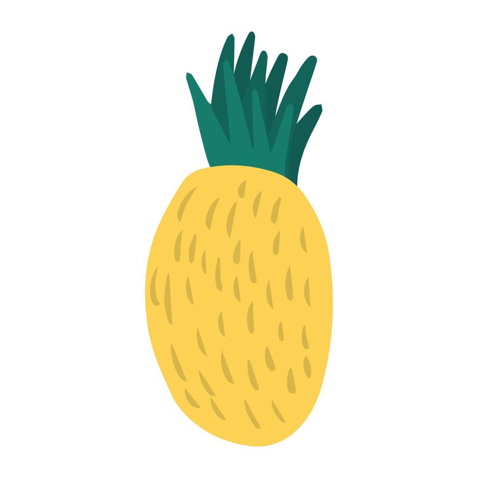 gelbe Ananas im Doodle-Stil isoliert auf weißem Hintergrund. vektor