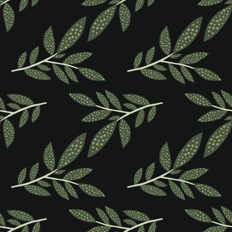 seamless mönster med blad siluett på svart bakgrund. trädgrenar vektor tapeter. natur bakgrund. dekorativa kvistar.