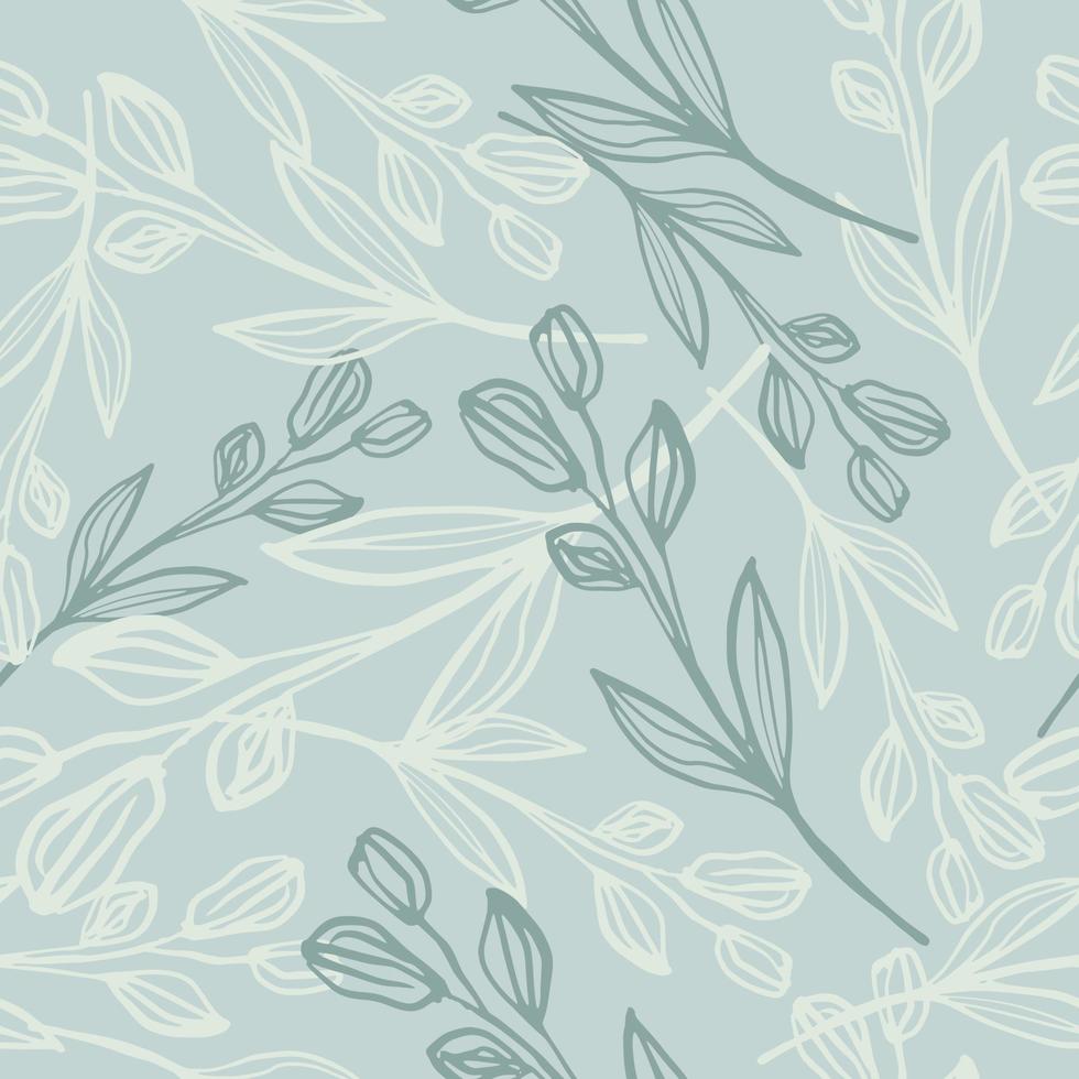 retro stil linje konst blad seamless mönster. handritad botanisk bakgrund. blommig tapet. vektor