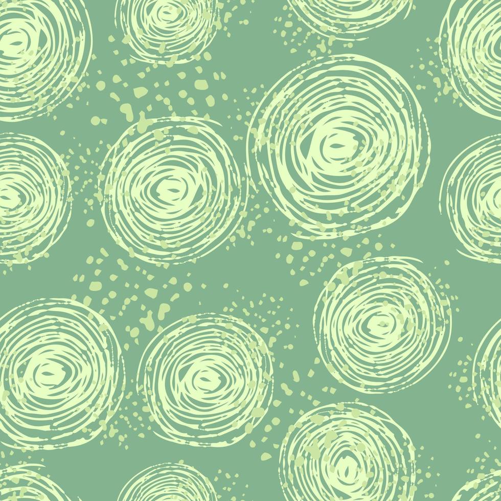abstrakt slumpmässiga sömlösa mönster med cirkel. grön bakgrund med stänk. vektor