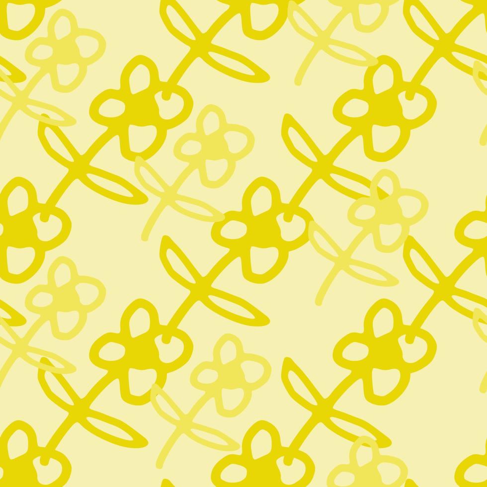 nahtloses muster mit niedlichen gelben blumen. einfacher Stil. abstrakte Blumentapete. vektor
