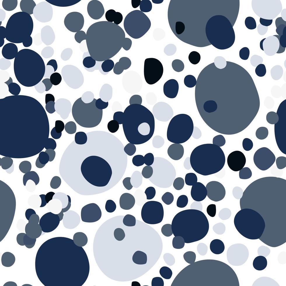 Zufällige kleine und große Rock-Silhouetten nahtloses Muster. Marineblau und blau gefärbtes Mauerwerk auf weißem Hintergrund. vektor