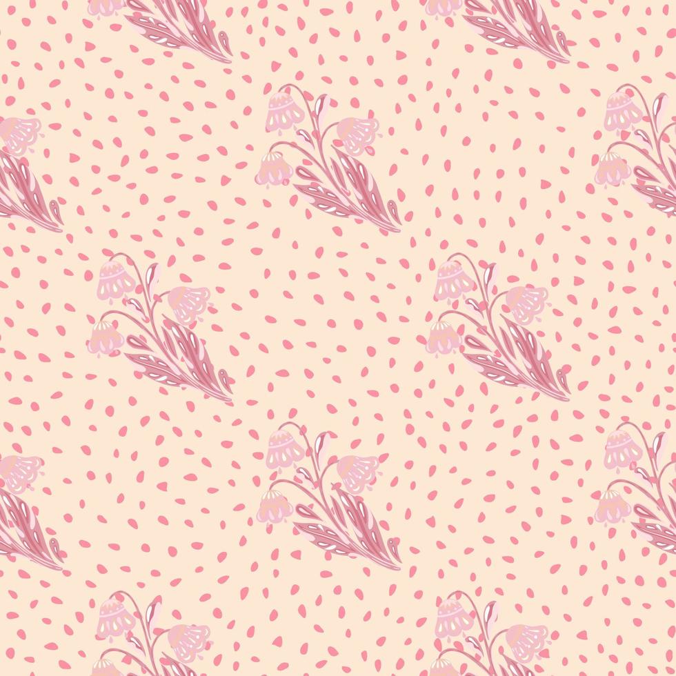 nahtloses muster des einklebebuchs mit abstraktem rosa blumenschattenbilddruck. gepunkteter Hintergrund. Blumenkulisse. vektor