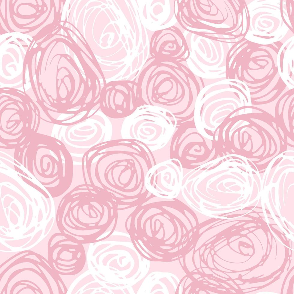 doodle cirkel seamless mönster, rosa abstrakt spiral oändliga tapeter. vektor