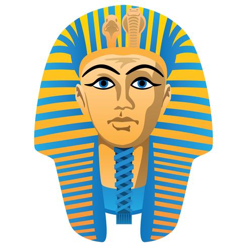 Egyptisk Golden Pharaoh Burial Mask, Fet Färger, Isolerad Vektor Illustration