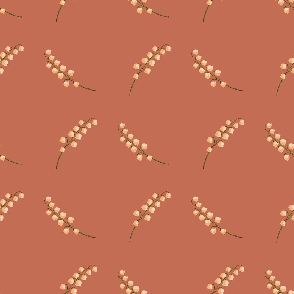 Nahtloses Muster im geometrischen Stil mit handgezeichnetem Maiglöckchen-Elementdruck. rosa blasser hintergrund. vektor