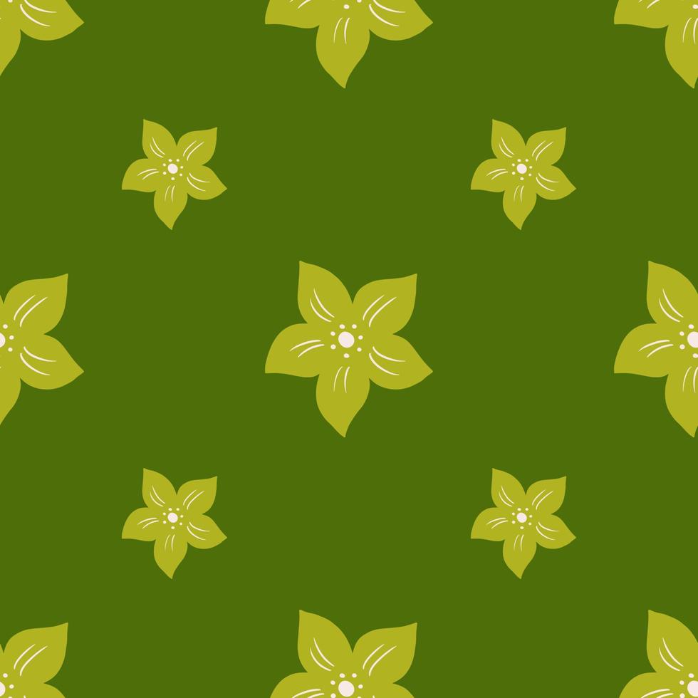 minimalistisk stil sömlösa mönster i gröna toner med tropiska blommor prydnad. scrapbook bakgrund. vektor