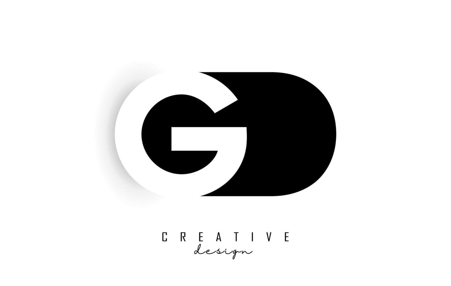 gd-Buchstaben-Logo mit negativem Raumdesign. brief mit geometrischer typografie. vektor