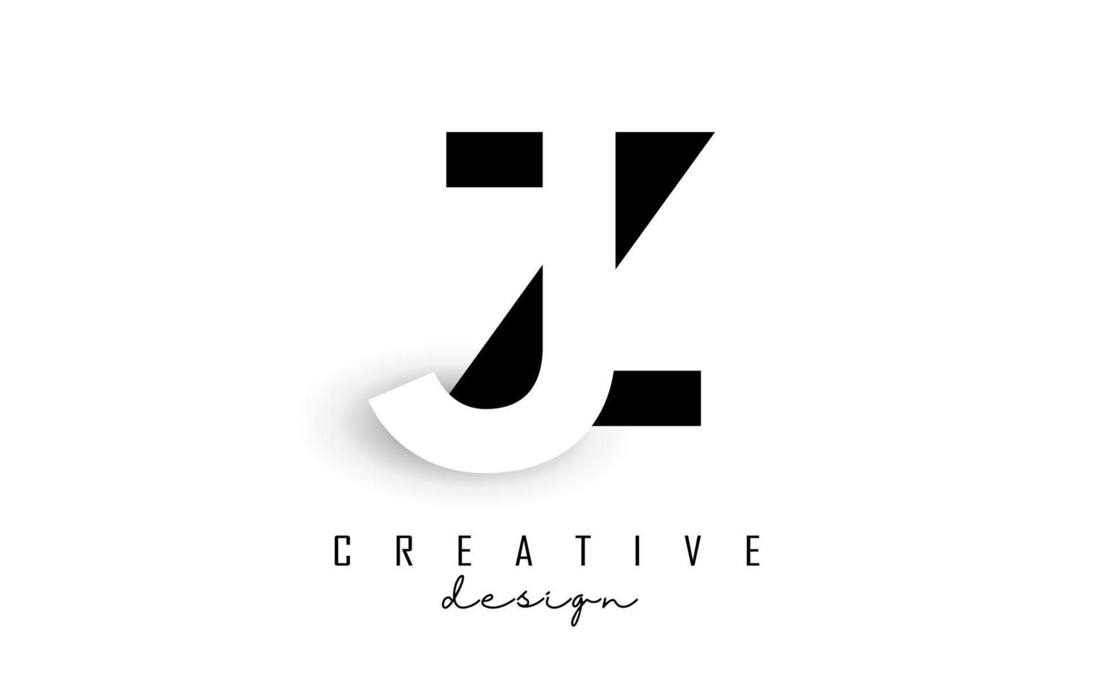 jz-Buchstaben-Logo mit negativem Raumdesign. vektorillustration mit mit geometrischer typografie. vektor