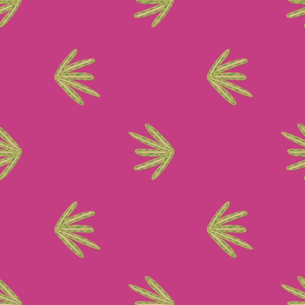 helles, nahtloses Muster im minimalistischen Stil mit grünen Laubsilhouetten. rosa Hintergrund. vektor