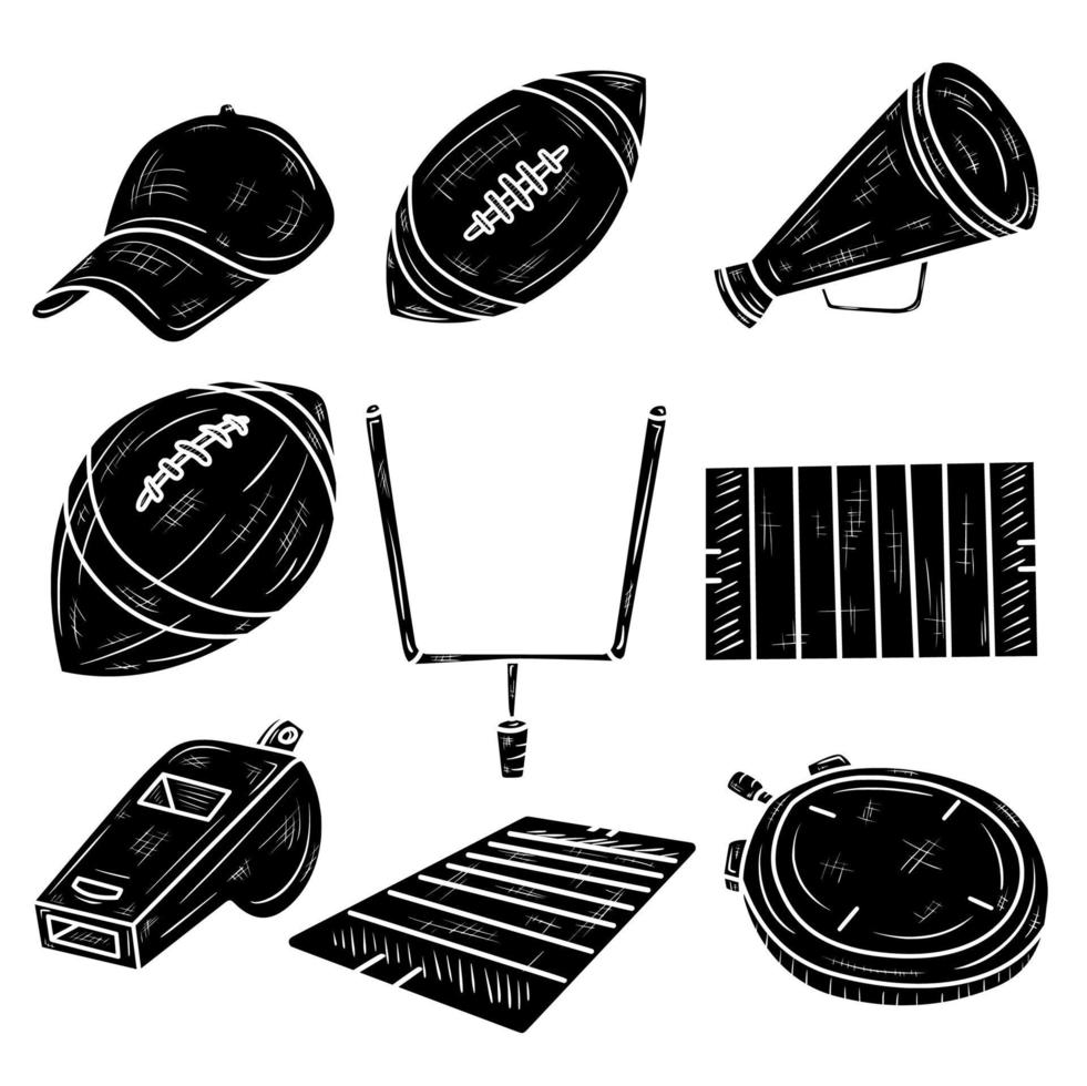 american-football-ausrüstung solide glyph icon set vektor logo illustration sammlung