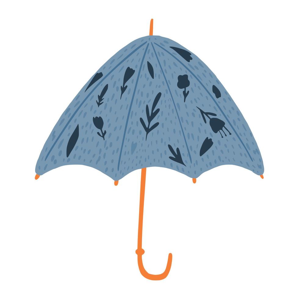 öppna paraplyer med blommor isolerad på vit bakgrund. abstrakt paraplyer blå färg i stil doodle. vektor