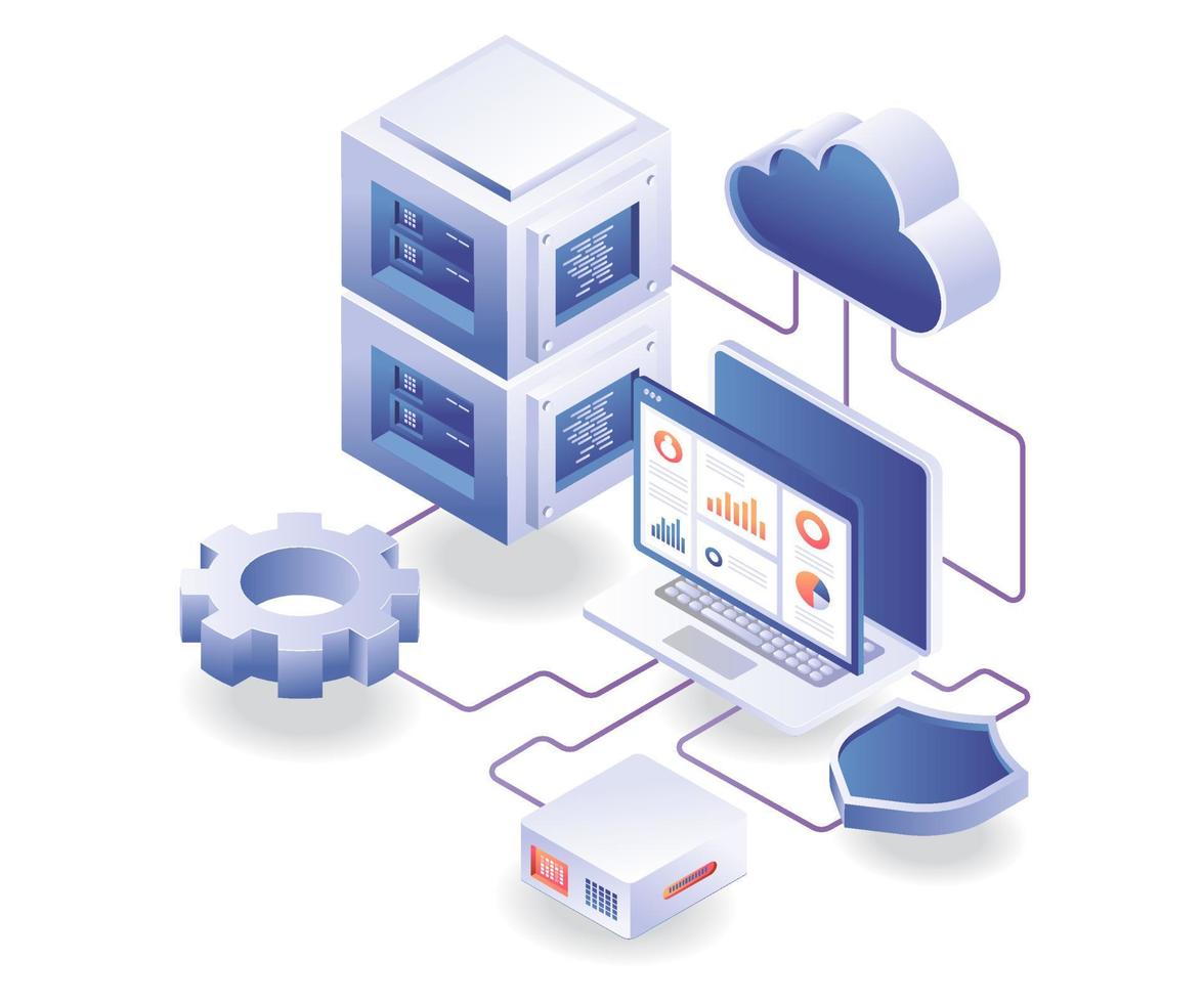 Analyst Cloud-Server-Sicherheitsnetzwerk vektor