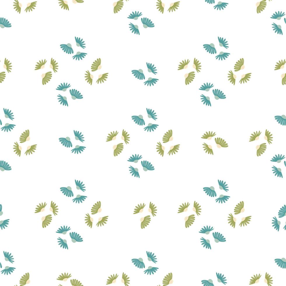 geometrisk stil seamless mönster med gröna och blå dekorativa daisy blommor former. isolerat tryck. vektor