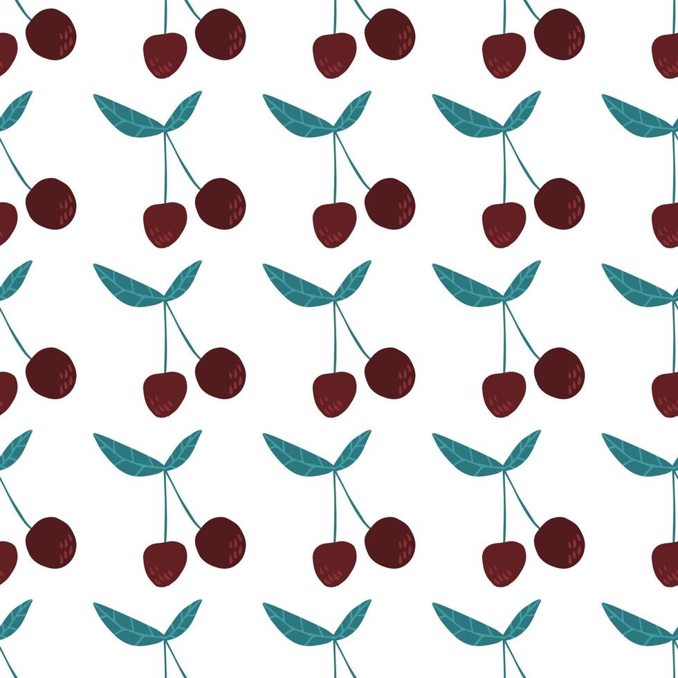 körsbärsbär och blad seamless mönster illustration vektor
