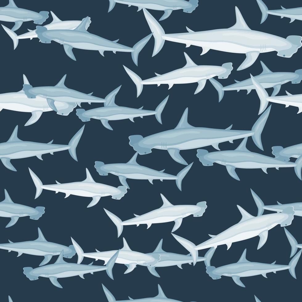 Hammerhai nahtlose Muster im skandinavischen Stil. Meerestiere Hintergrund. vektorillustration für kinder lustiges textil. vektor