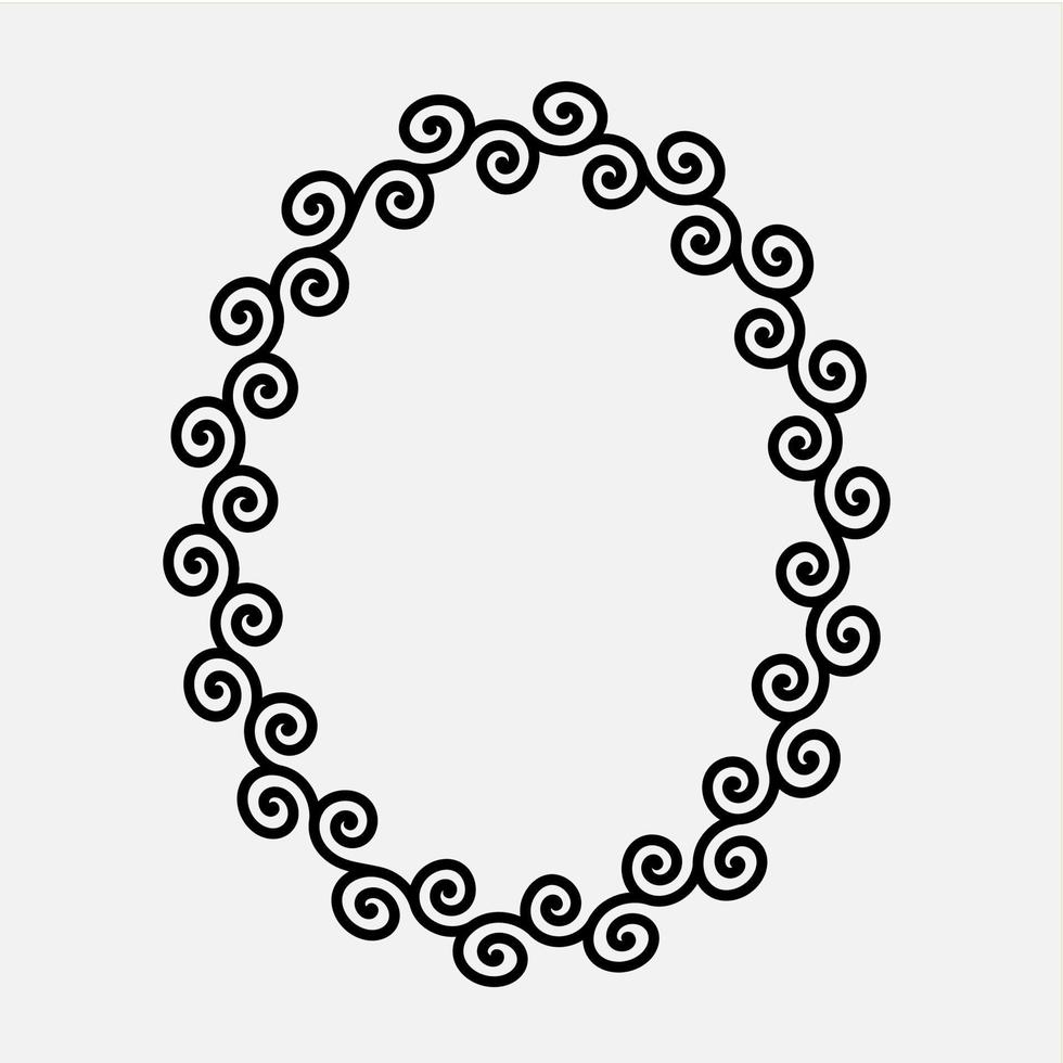 Design-Vorlage für schwarze, spiralförmige, ovale Rahmenvektoren vektor