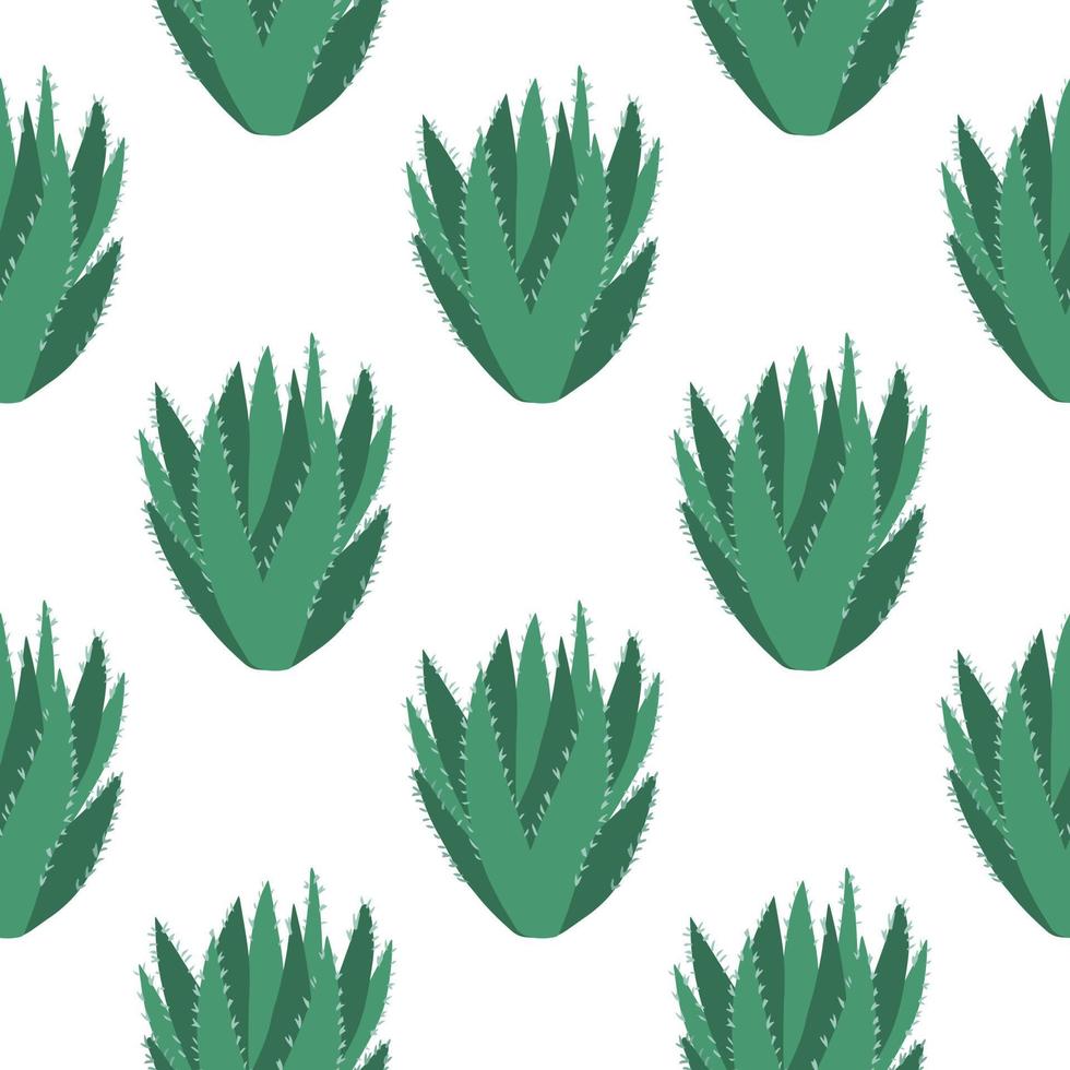 aloe kaktus tapeter. abstrakt kaktus seamless mönster på vit bakgrund. vektor