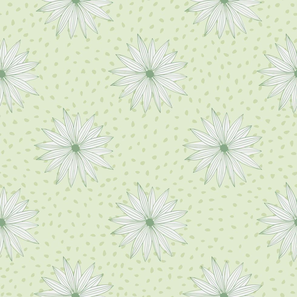 Retro-Muster mit Blumen auf Hintergrund mit Punkten in grünen Pastellfarben. Vektor-Illustration. vektor