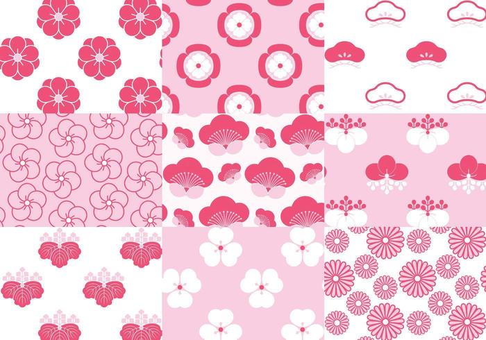 Japanese Blossom Floral Pattern Vector Pack