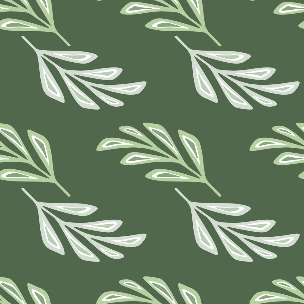 botanisk natur sömlösa mönster med enkla stiliserade grenar lövverk prydnad. grön pastell bakgrund. vektor