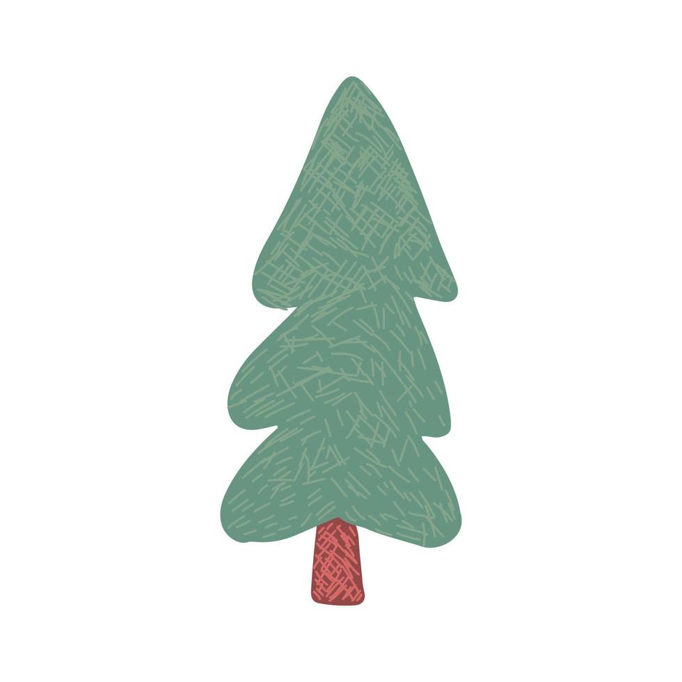 Doodle Urlaub Tannensymbol isoliert auf weißem Hintergrund. hand gezeichneter weihnachtsbaum. vektor