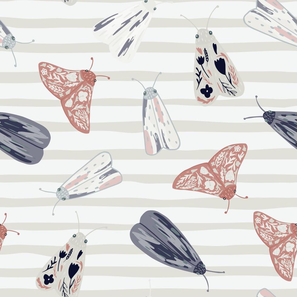 insekt sömlösa doodle mönster med mullvad silhuetter. beige, marinblå och grå ton vilda djur. avskalad bakgrund. vektor