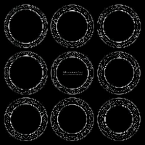 Satz silberne dekorative runde Rahmenweinleseart. Vektor-illustration vektor