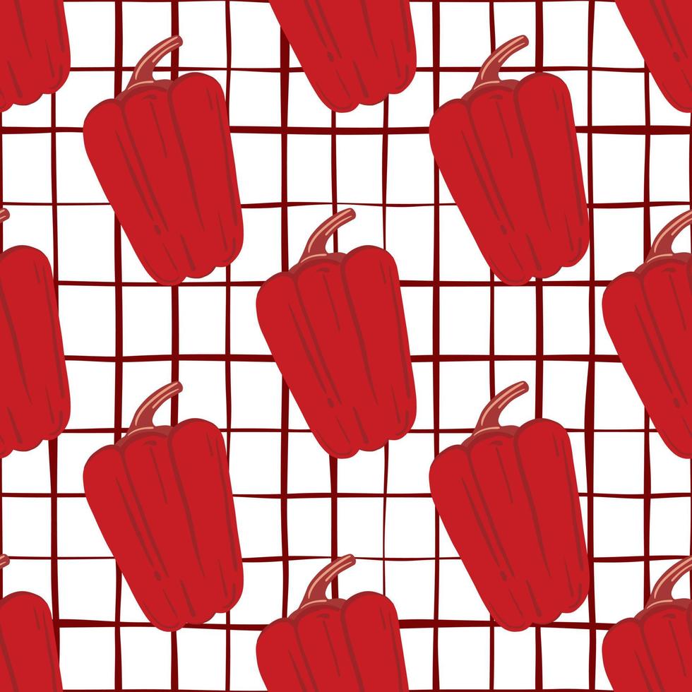 röd paprika handritad bakgrund. vintage paprika seamless mönster. vektor