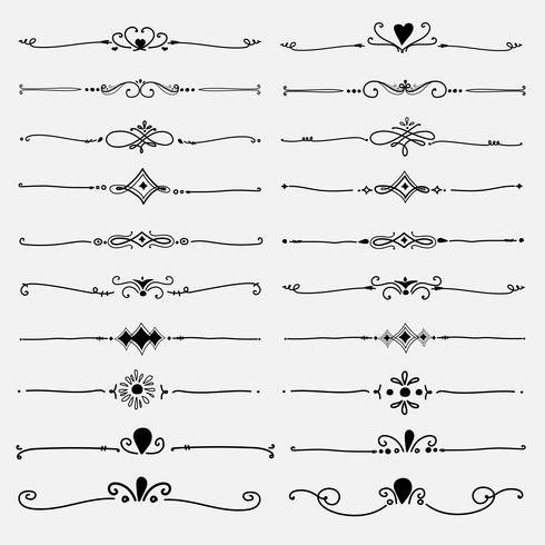 Set av dekorativa kalligrafiska element för dekoration. Handgjord vektorillustration. vektor