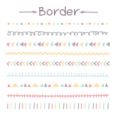 Set av färgglada Doodle Borders. Vektor illustration.