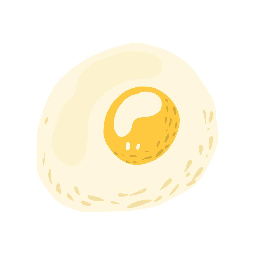 runda stekt ägg isolerad på vit bakgrund. hälsosam måltid i doodle. vektor