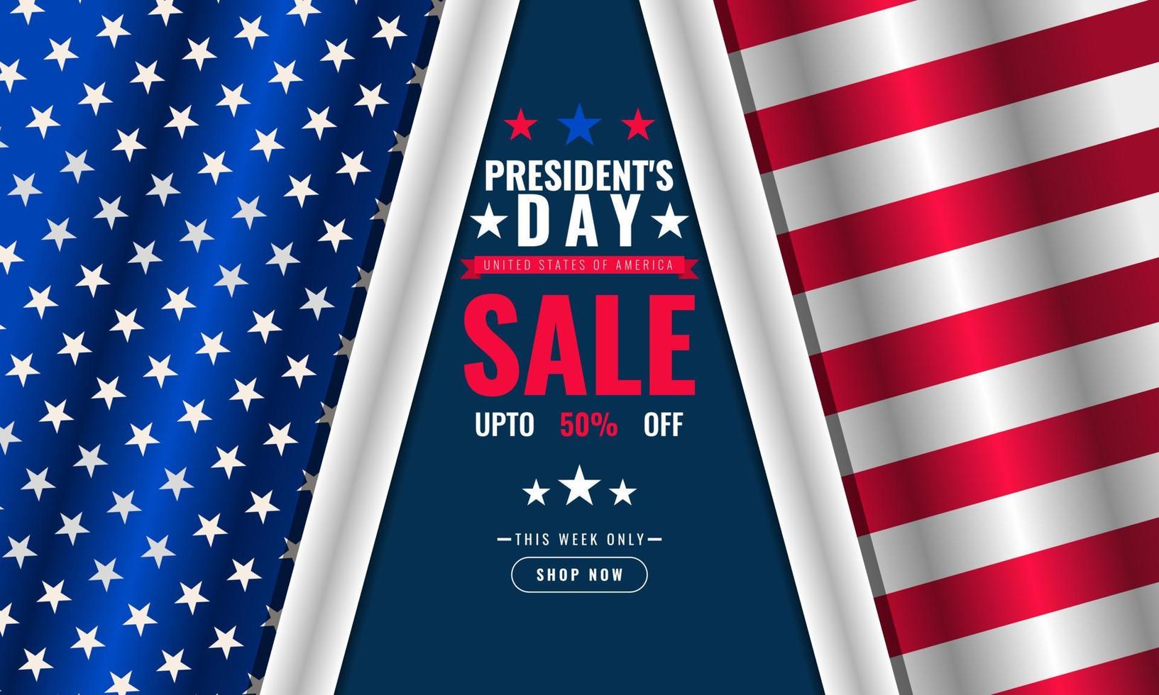 president dag bakgrund säljfrämjande reklam banner mall med amerikanska flaggan design vektor