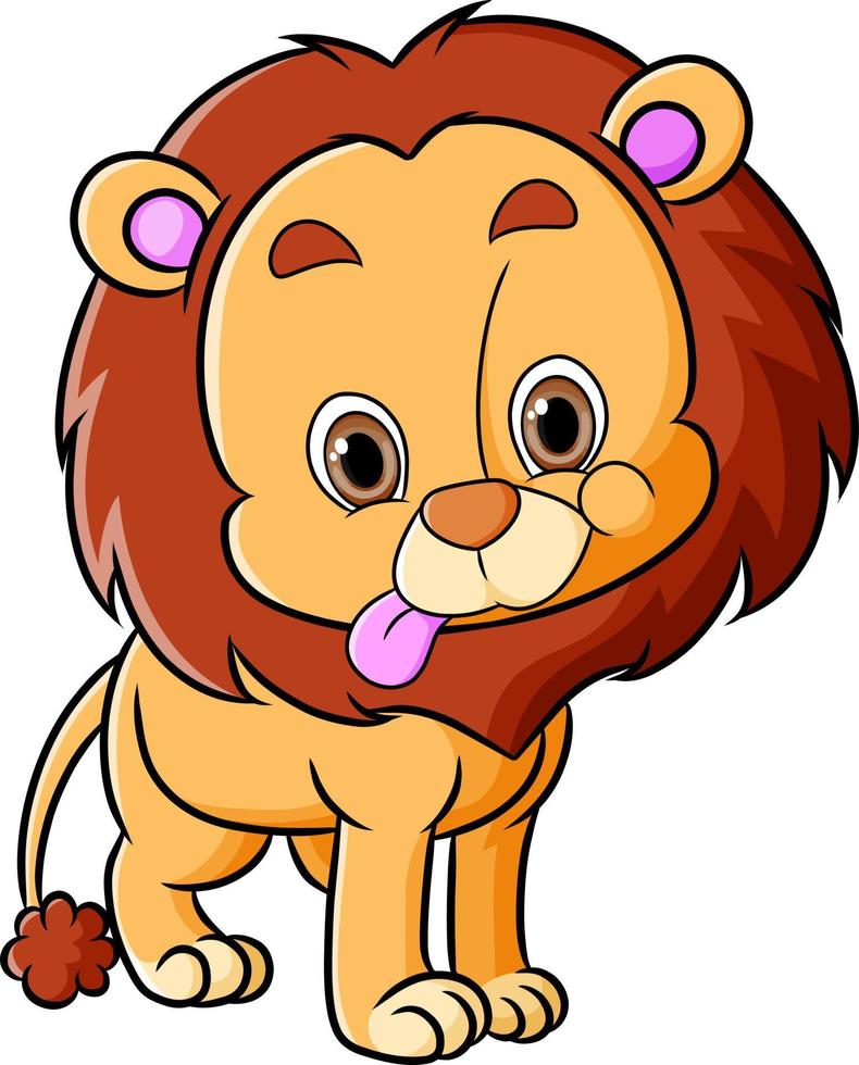 lejonet poserar sött med tungan ut vektor