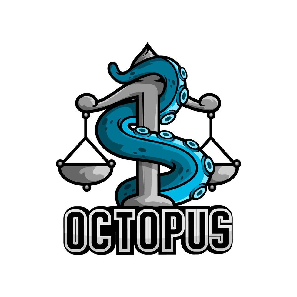 Oktopus und Gerechtigkeitsvektor vektor