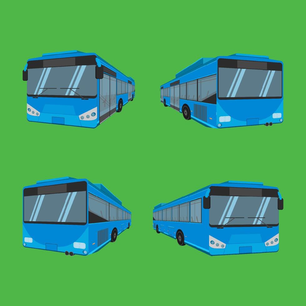 Dreidimensionale Vorder- und Rückseitenansicht des blauen Autobusses von Thailand. Vektorillustration eps10 vektor
