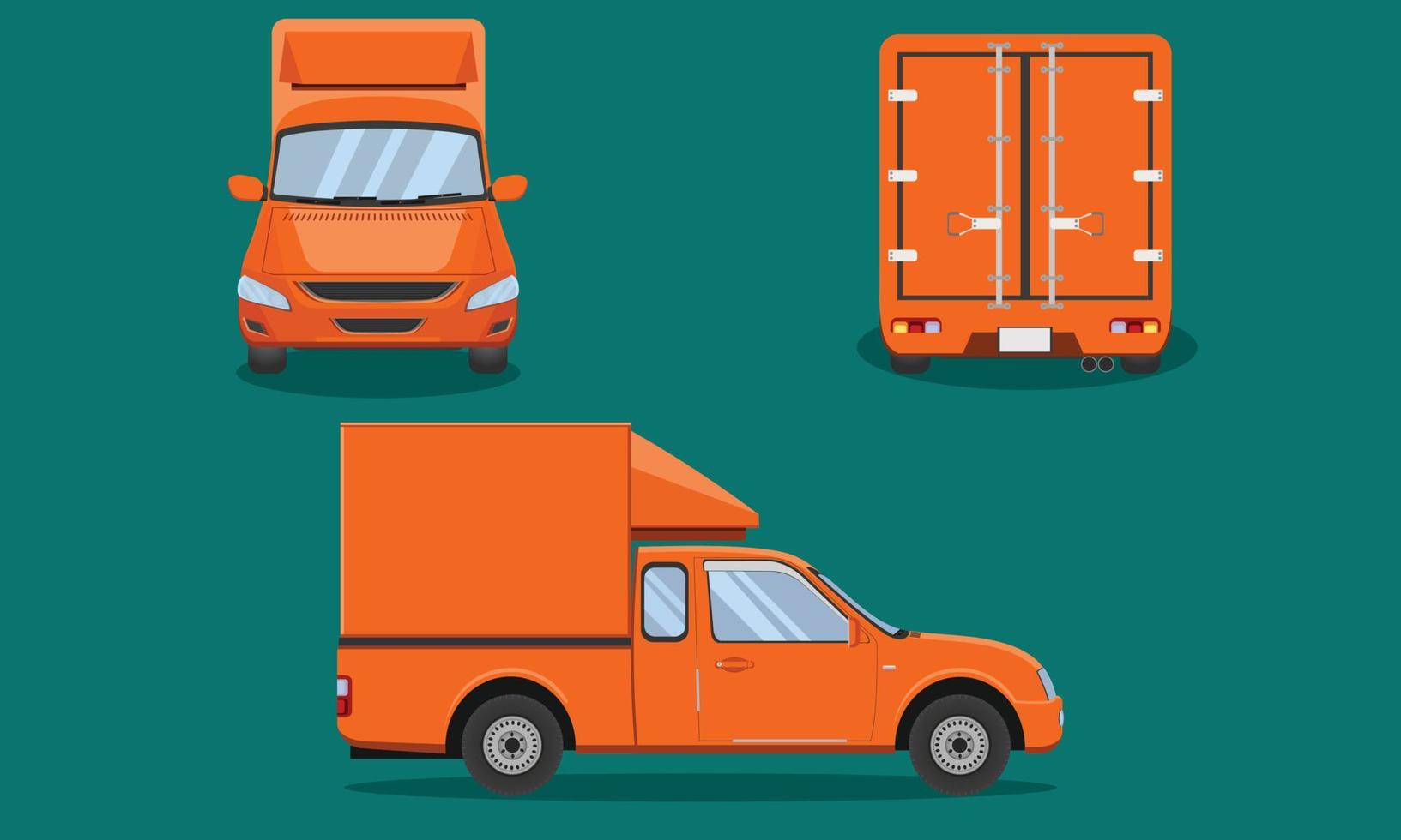 orange Lieferwagen Pickup hinten ist ein Tank zum Packen. Vorderansicht Rückansicht Seitenansicht. Vektorillustration eps10 vektor