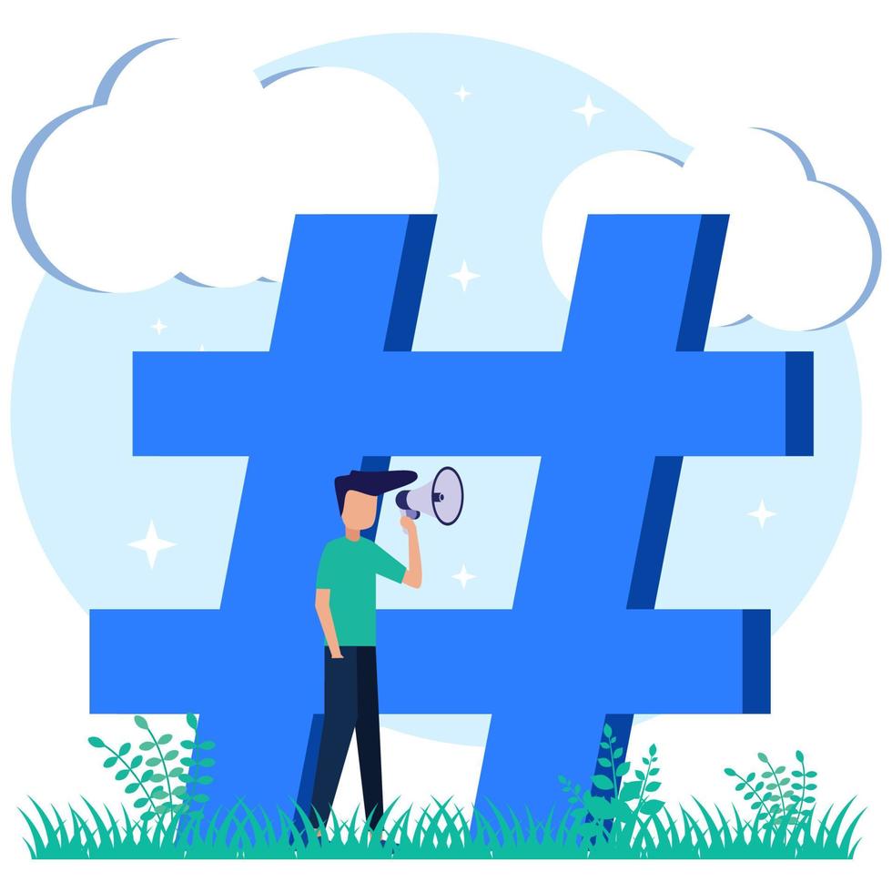Illustration Vektorgrafik Zeichentrickfigur des Hashtags vektor