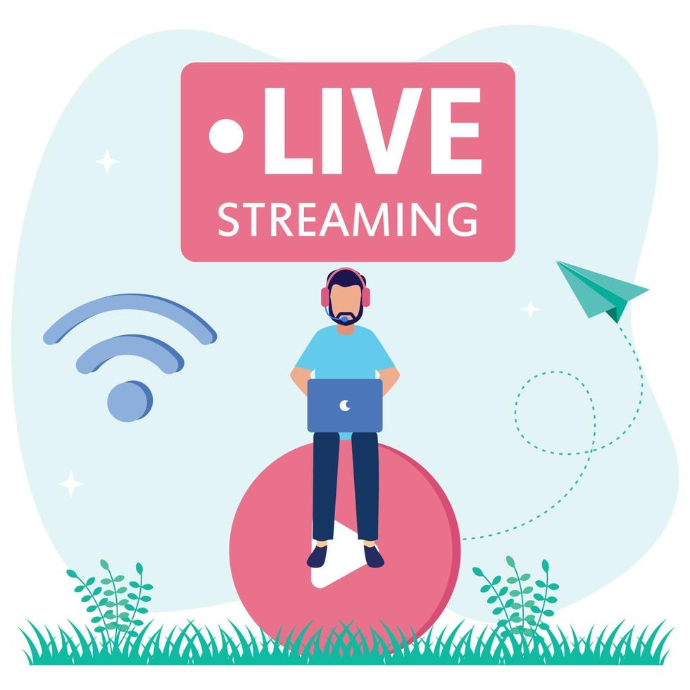 illustration vektorgrafik seriefigur av live streaming vektor