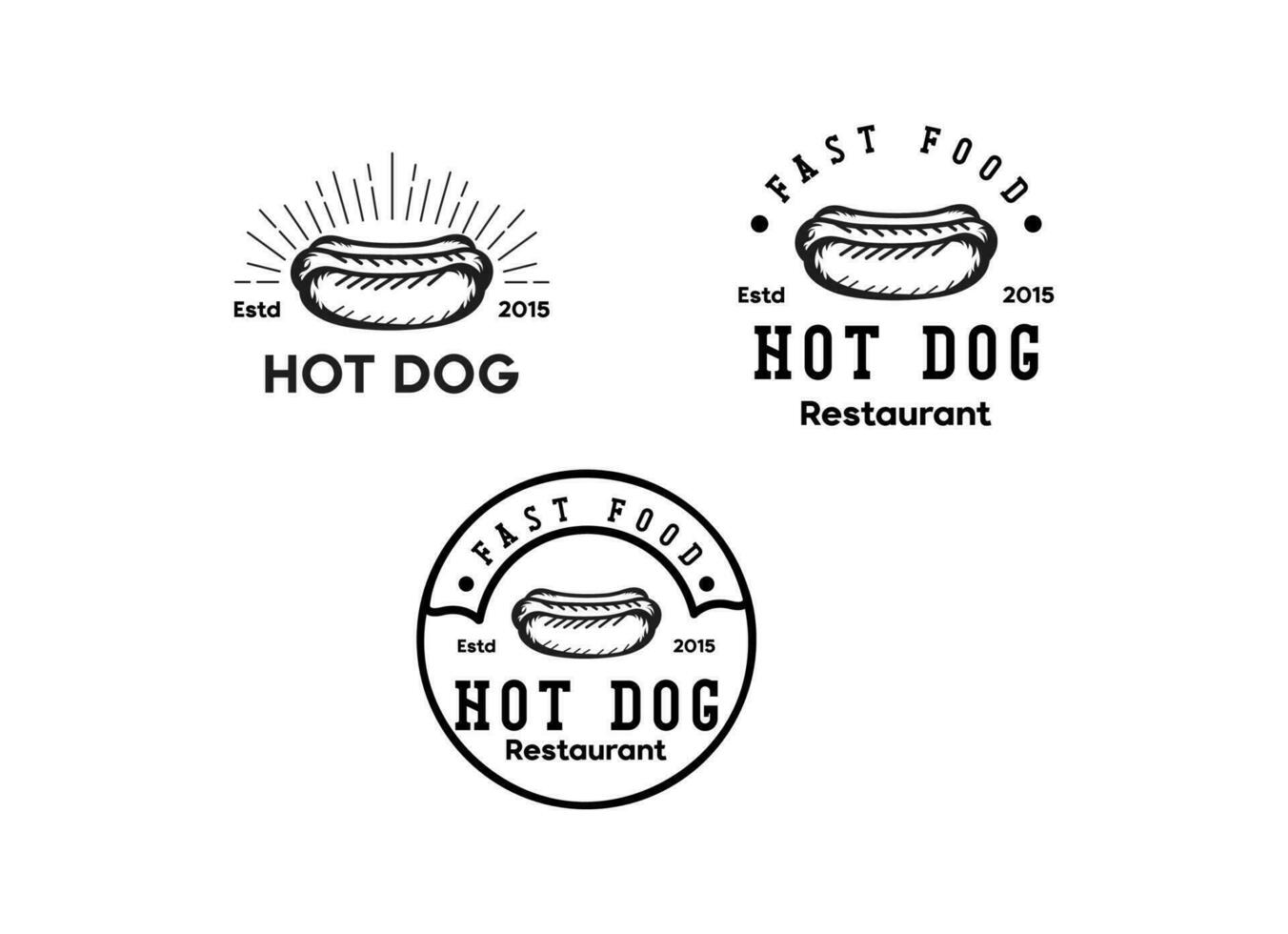 vintage hotdog vektor logotyp mall.