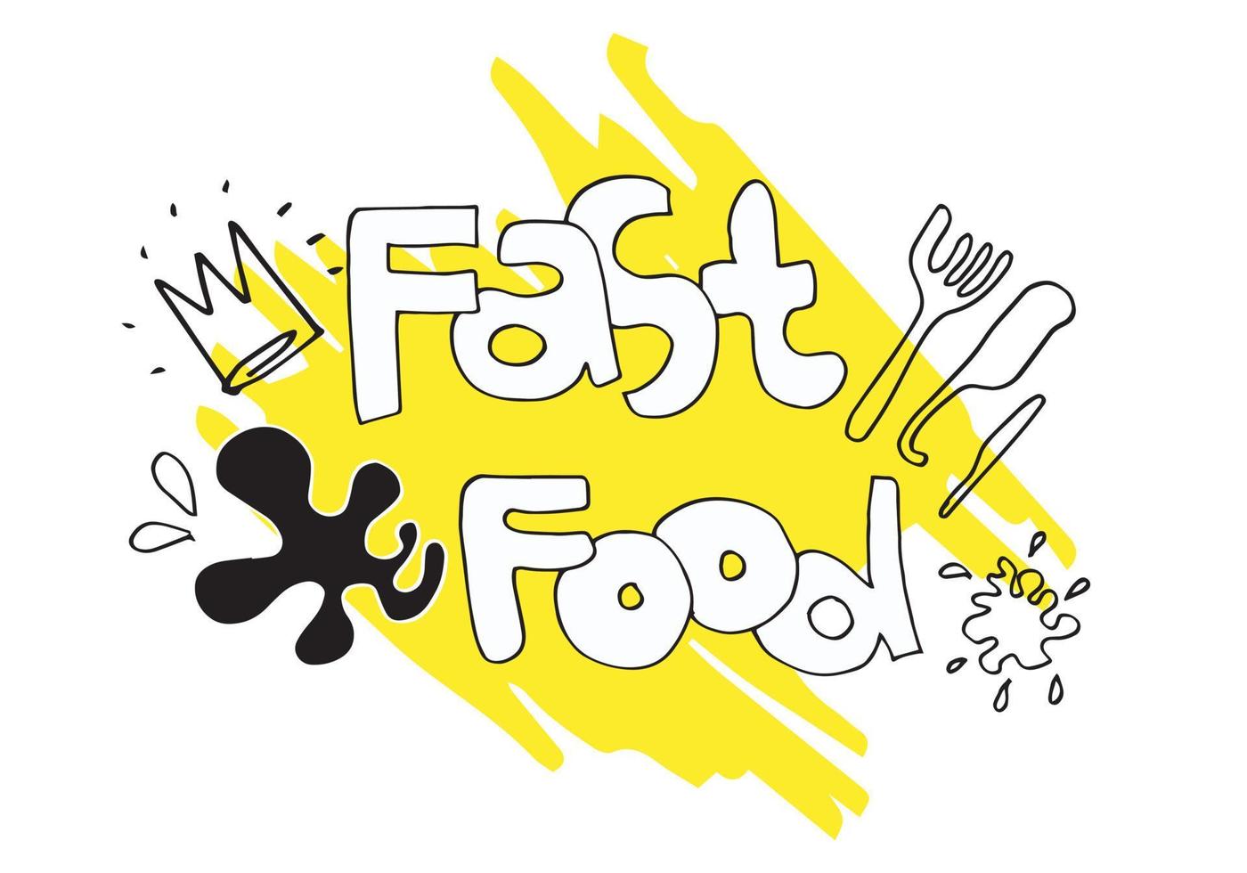 fast-food-menü-design und handgezeichnete fast-food-vektorillustration. schriftzug-vektorillustration. vektor