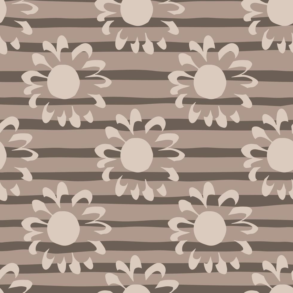 geometrisches nahtloses Muster mit kleinen Blumen auf Streifenhintergrund. botanische Tapete. vektor