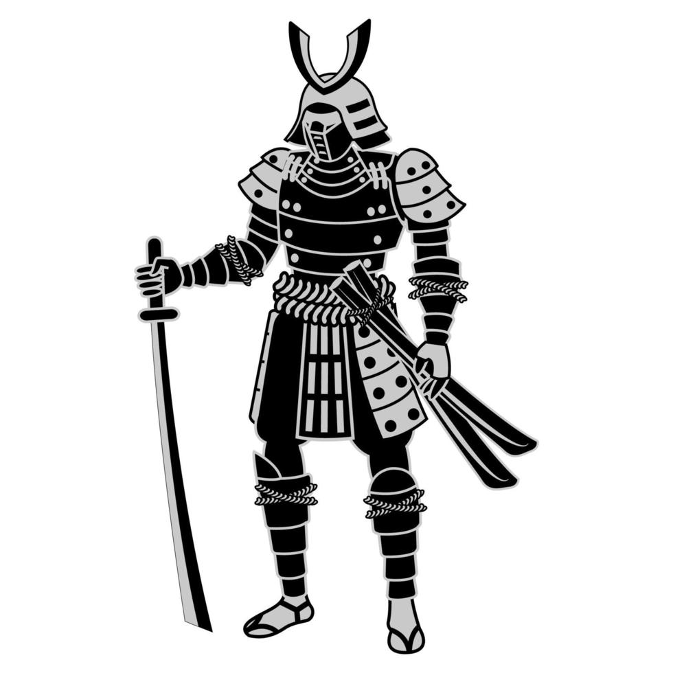 ClipArt von Samurai mit Silhouettendesign vektor