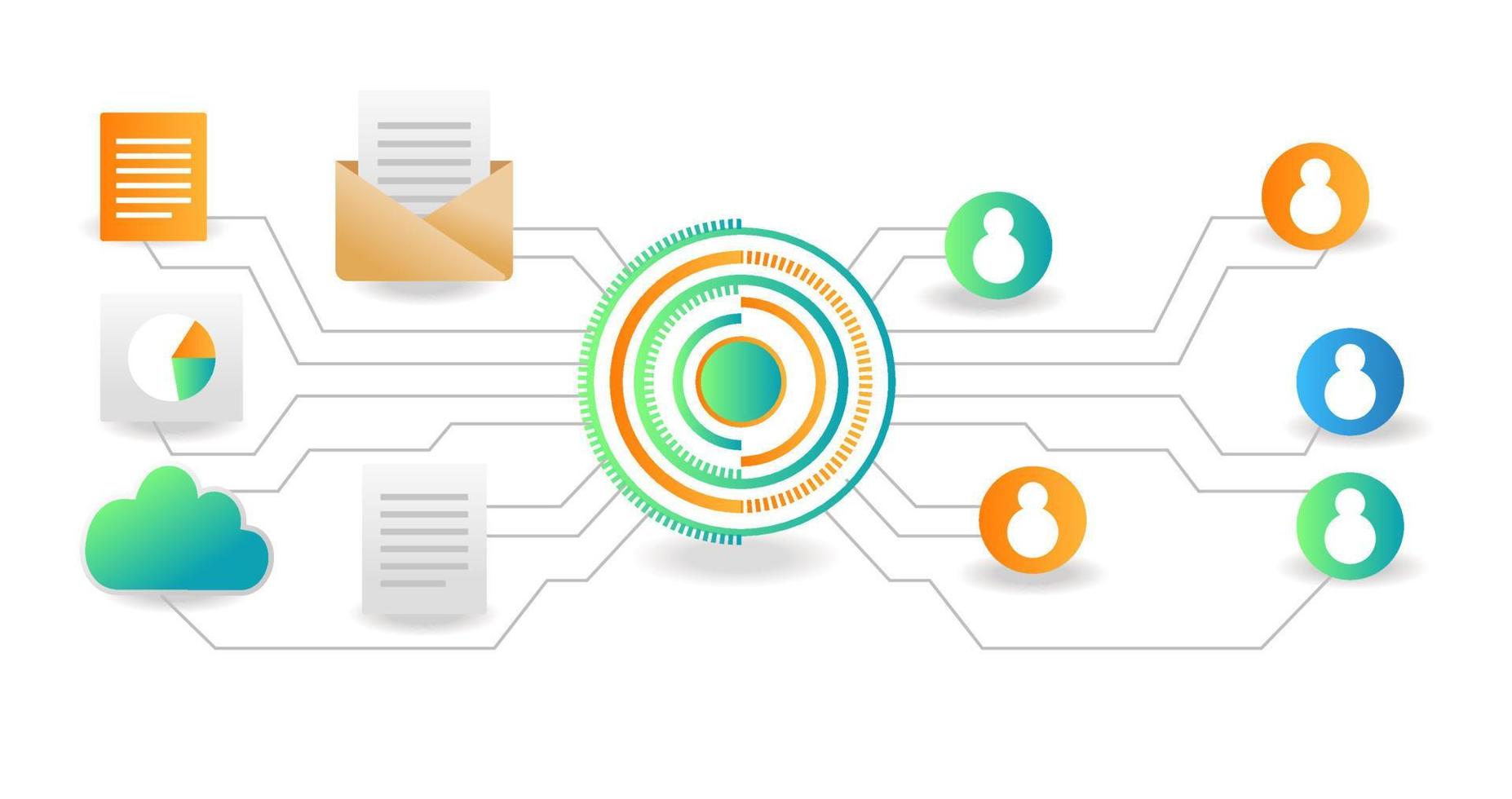 isometrisches illustrationskonzept. Schaltfläche für die digitale Transformation des Teamnetzwerks vektor