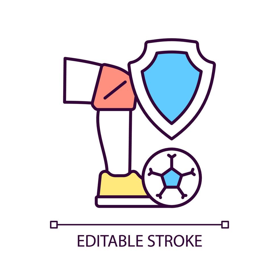 sport olycksfallsförsäkring rgb färgikon. hälsovård för idrottare. ekonomiskt stöd under rehab från skada. isolerade vektor illustration. enkel fylld linjeritning. redigerbar linje. arial teckensnitt som används