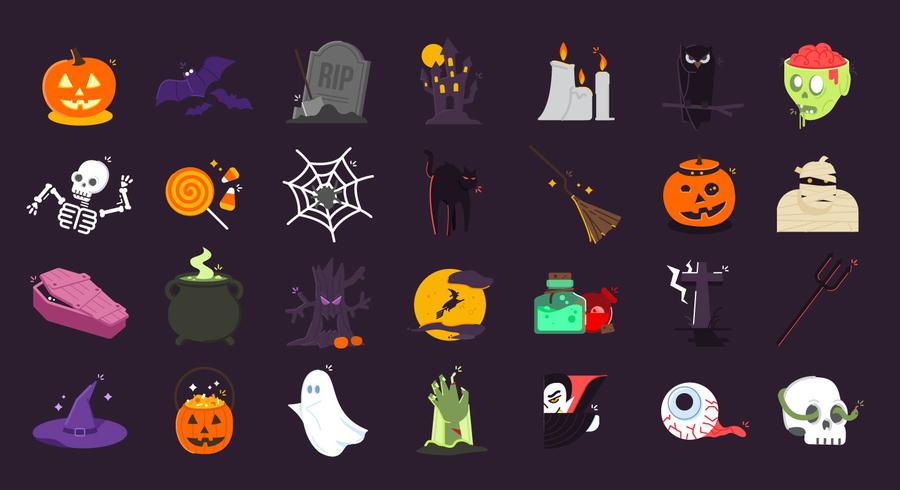 Halloween illustration ikoner bunt set vektor